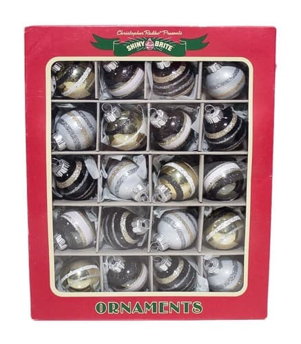 20 Christopher Radko SHINY BRITE Assorted Striped Multicolor Glass Ornaments NIB - Image 1