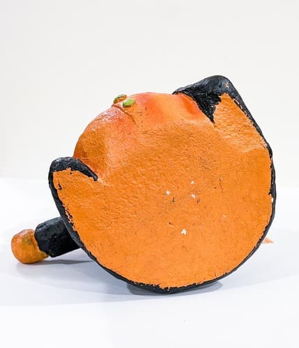 Vintage Candy Corn Lane Pumpkin Party Hat Folk Art Primitive Paper Mache Figure - Thumbnail 7