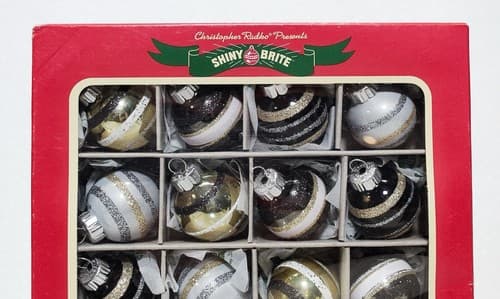 20 Christopher Radko SHINY BRITE Assorted Striped Multicolor Glass Ornaments NIB - Thumbnail 3