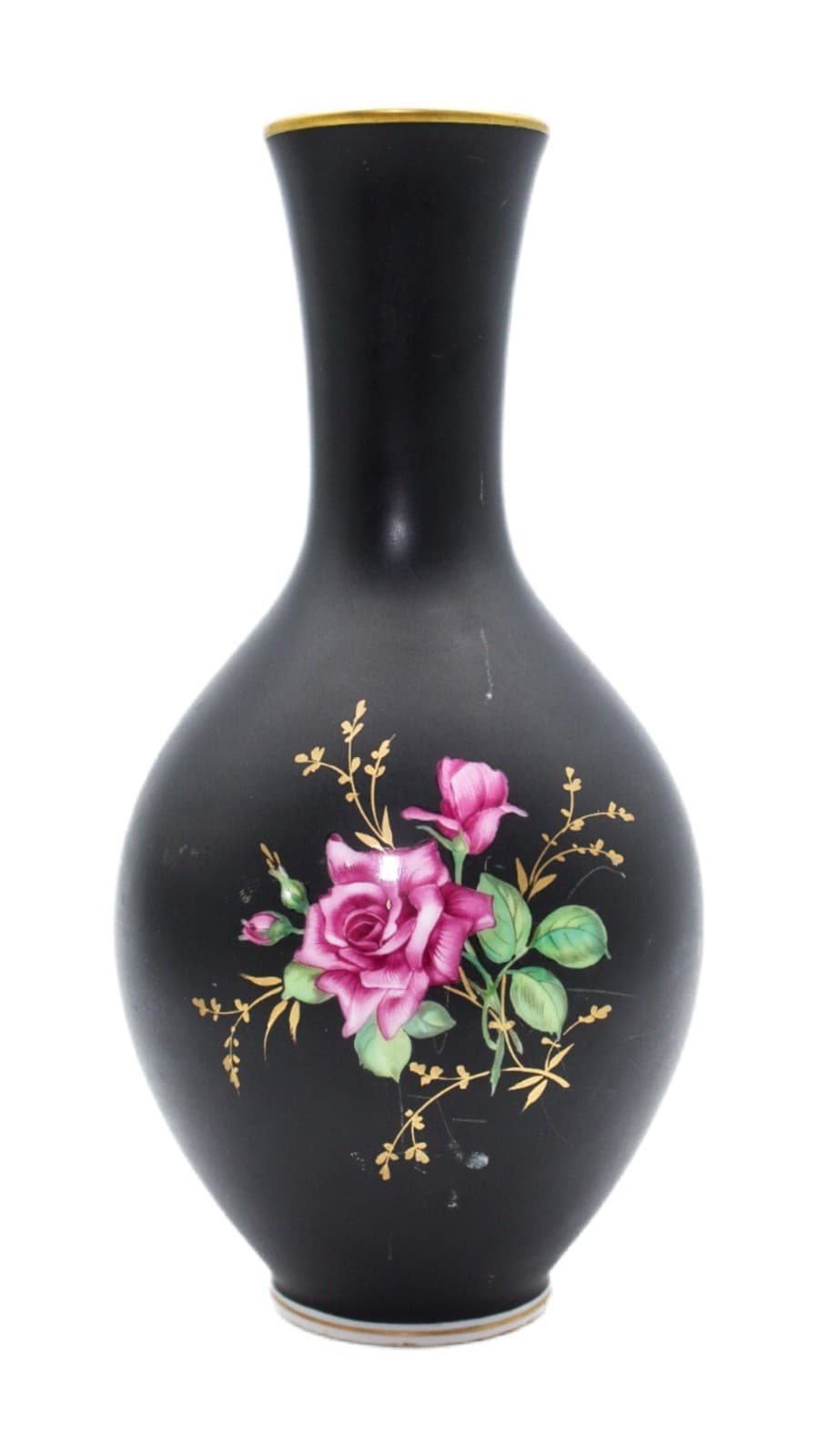 Vintage Rosenthal Germany Kunstabteilung Selb Rose Black Porcelain Vase 9.5" - Image 1