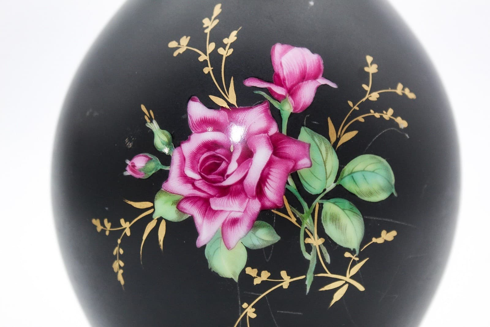 Vintage Rosenthal Germany Kunstabteilung Selb Rose Black Porcelain Vase 9.5" - Thumbnail 2
