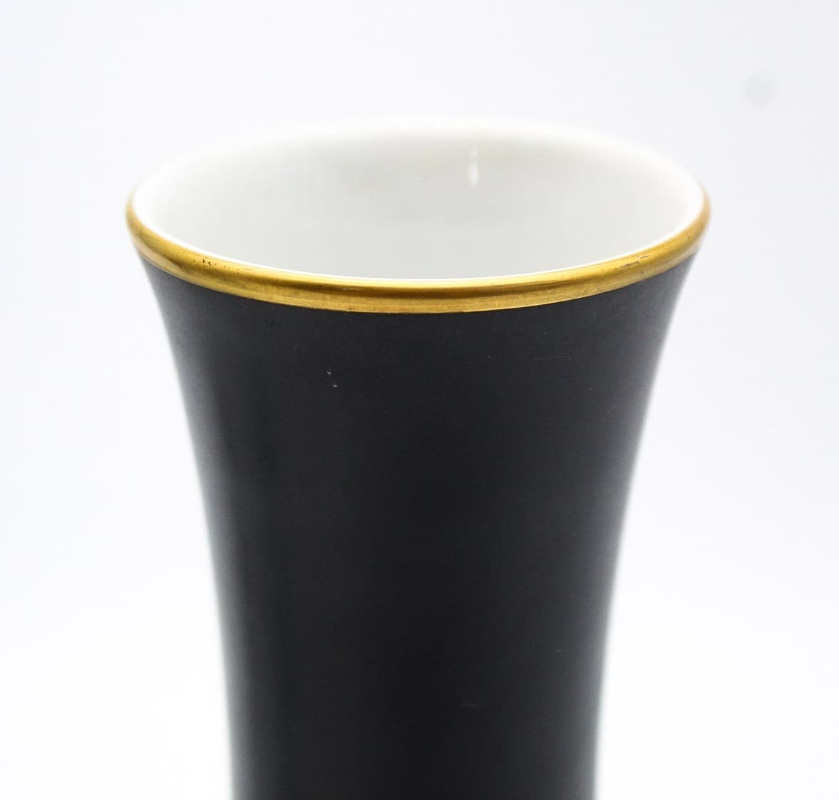 Vintage Rosenthal Germany Kunstabteilung Selb Rose Black Porcelain Vase 9.5" - Thumbnail 3