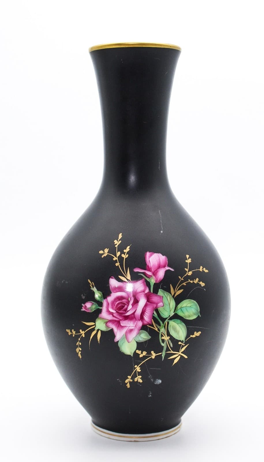 Vintage Rosenthal Germany Kunstabteilung Selb Rose Black Porcelain Vase 9.5" - Thumbnail 10