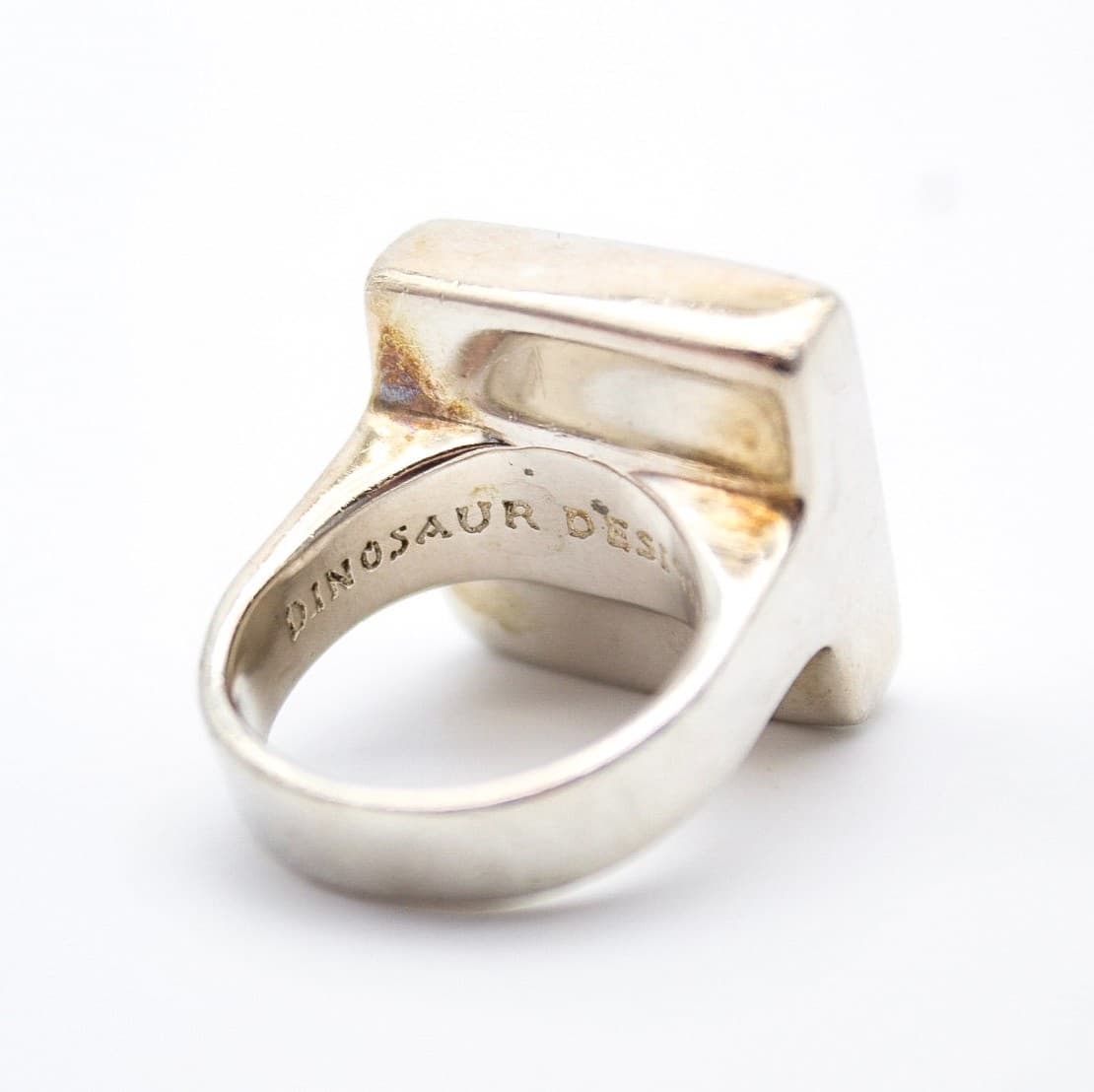 Dinosaur Designs Modernist 925 Sterling Silver Squared Green Glass Ring Size 6.5 - Thumbnail 5