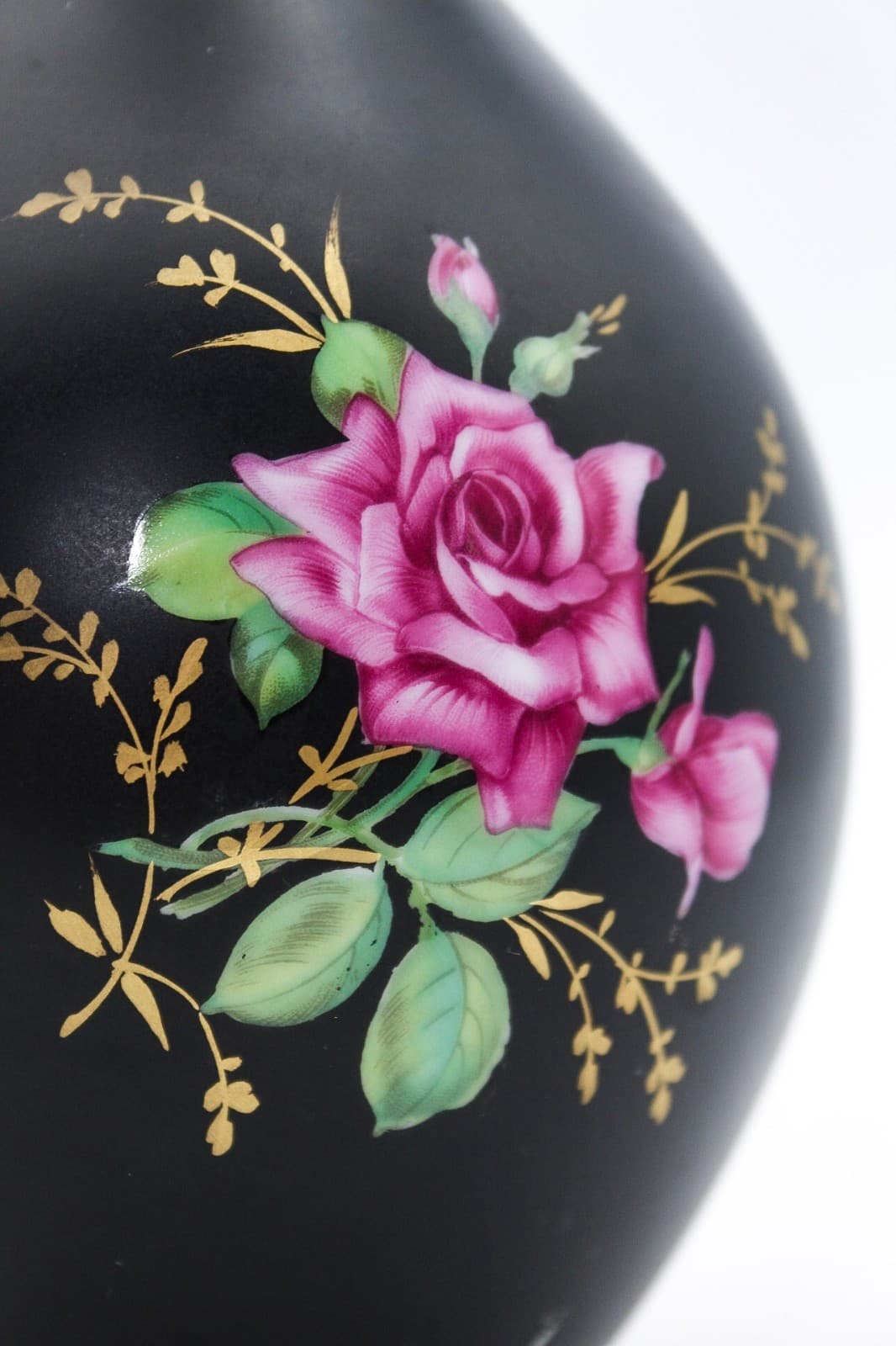 Vintage Rosenthal Germany Kunstabteilung Selb Rose Black Porcelain Vase 9.5" - Thumbnail 7