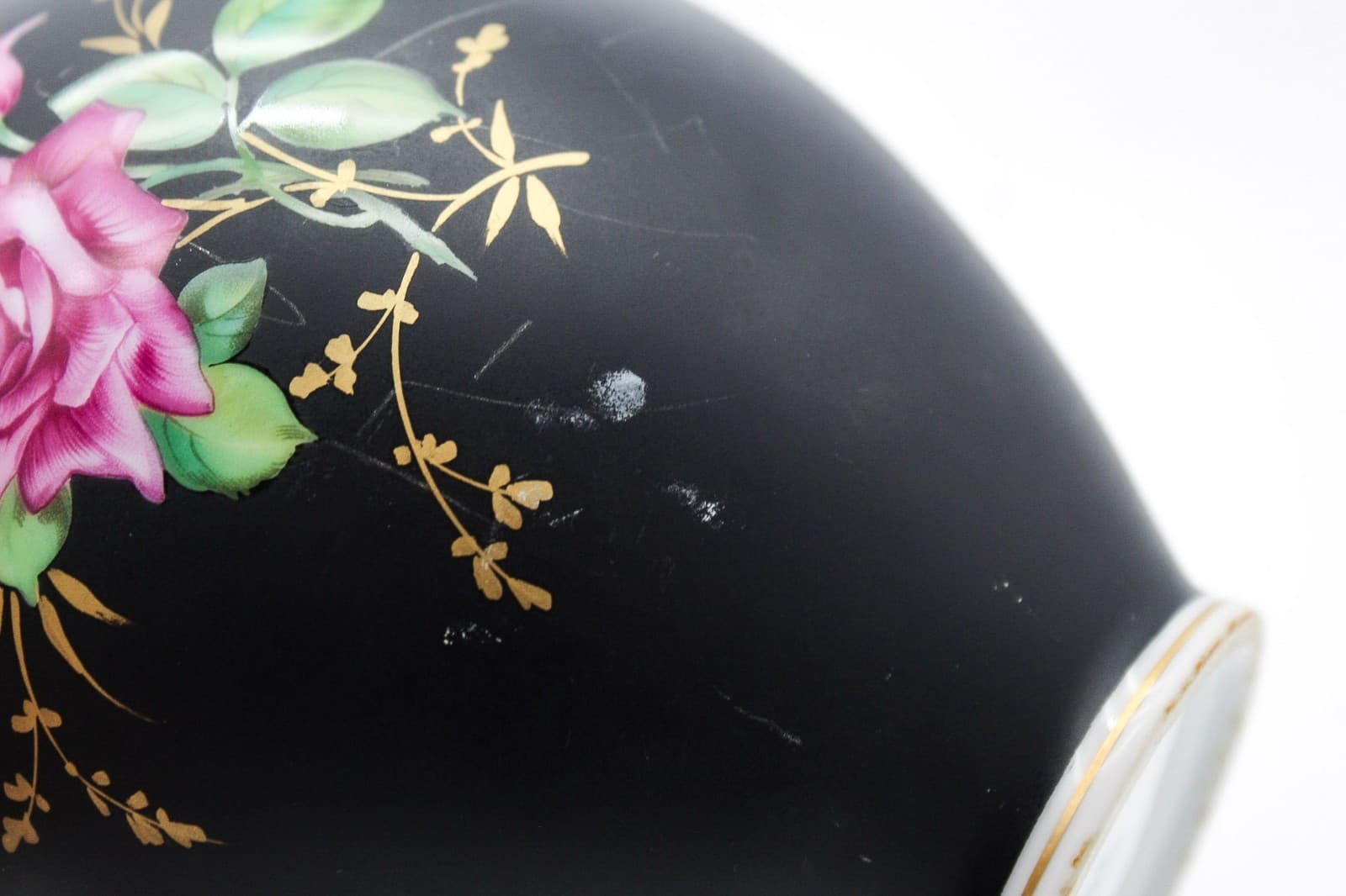 Vintage Rosenthal Germany Kunstabteilung Selb Rose Black Porcelain Vase 9.5" - Thumbnail 4