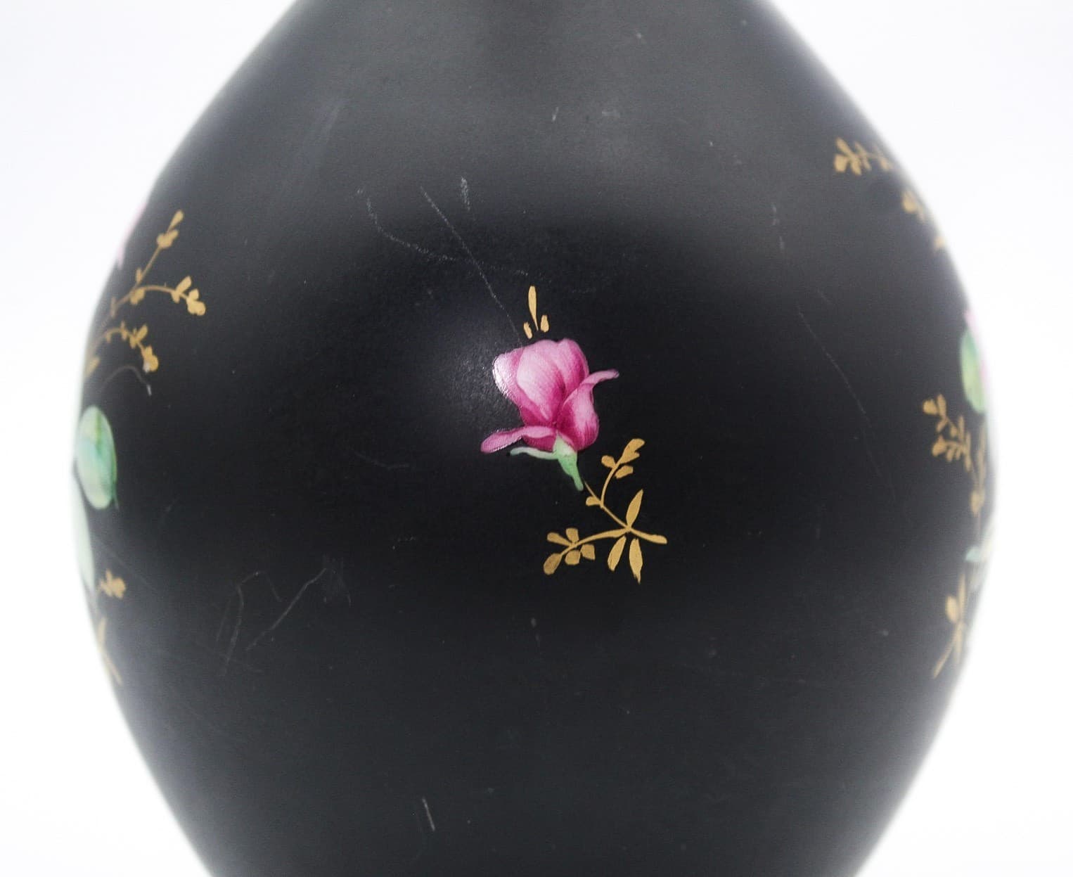 Vintage Rosenthal Germany Kunstabteilung Selb Rose Black Porcelain Vase 9.5" - Thumbnail 5