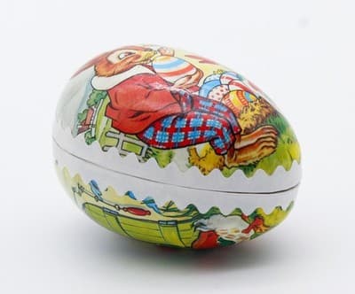 Echt Erzgebirge Germany Paper Mache Easter Bunny & Duck Egg Candy Container - Thumbnail 3