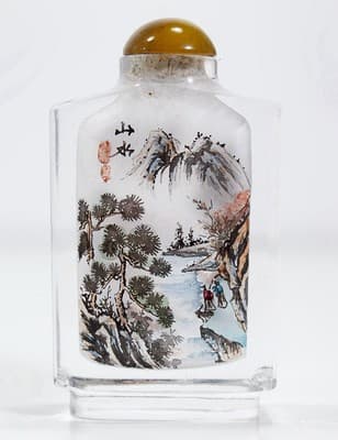 Vintage Chinese Reverse Hand Painted Scene Glass Snuff Bottle - Image 1