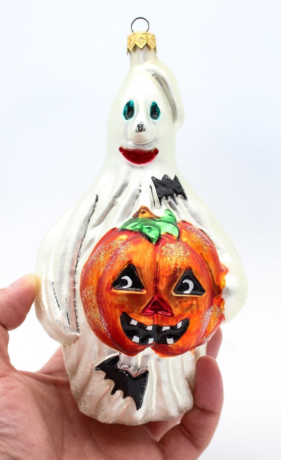 Christopher Radko Jack-N-Goul Halloween Ghost Glass Christmas Ornament 7" - Thumbnail 2