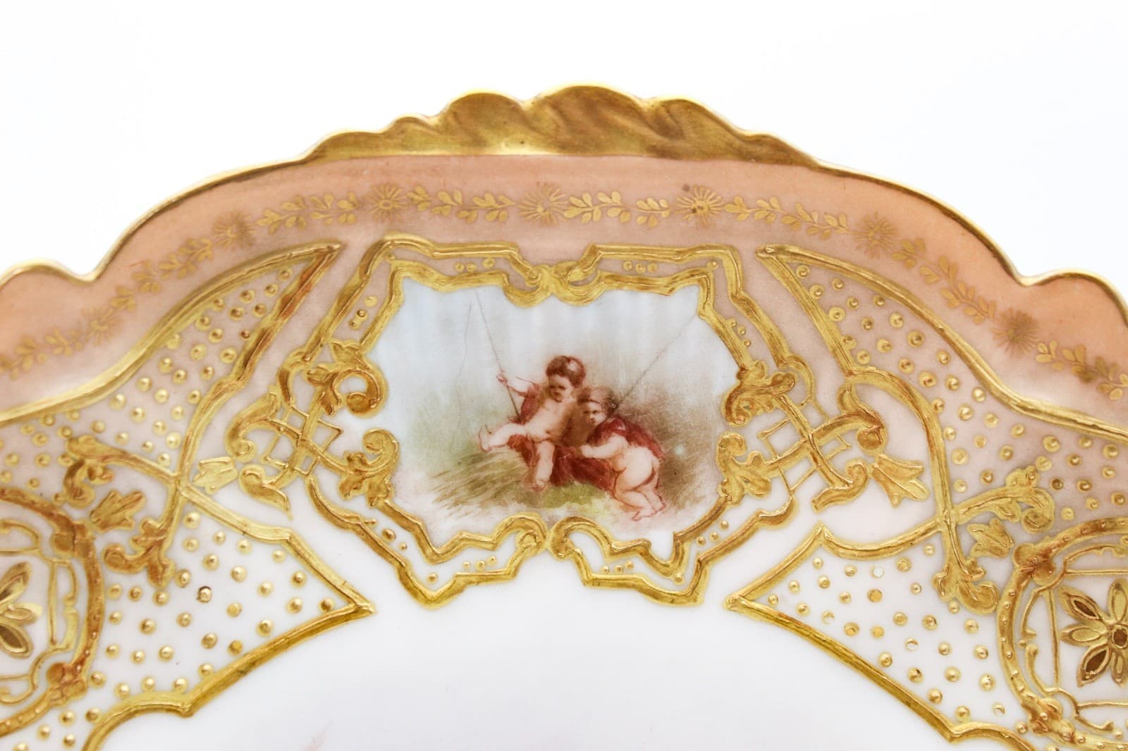 Antique Sevres Limoges France Hand Painted Signed Romantic Scenic Jeweled Plate - Thumbnail 13