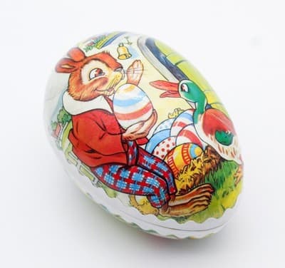 Echt Erzgebirge Germany Paper Mache Easter Bunny & Duck Egg Candy Container - Thumbnail 5