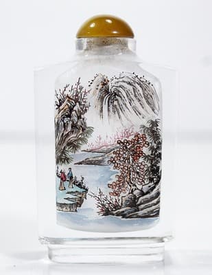 Vintage Chinese Reverse Hand Painted Scene Glass Snuff Bottle - Thumbnail 3