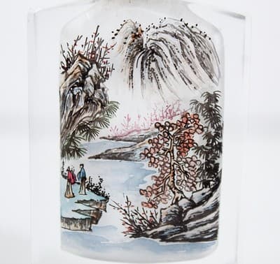 Vintage Chinese Reverse Hand Painted Scene Glass Snuff Bottle - Thumbnail 4