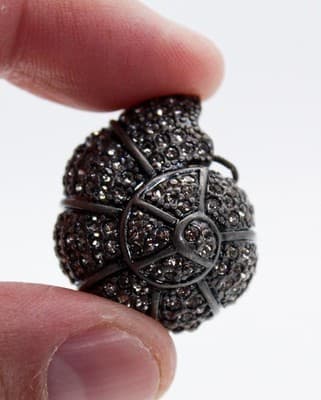 Designer HUTTON WILKINSON Pave Rhinestone Snail Shell Clip On Earrings Vintage - Thumbnail 4