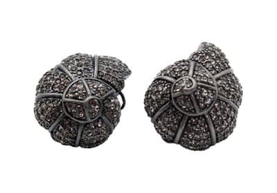 Designer HUTTON WILKINSON Pave Rhinestone Snail Shell Clip On Earrings Vintage - Image 1