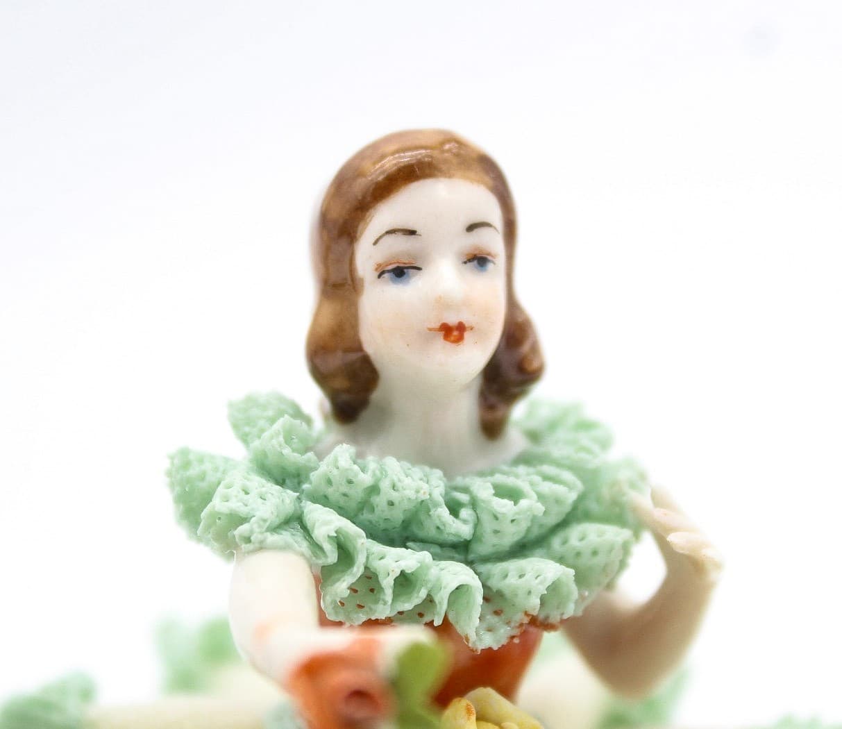 Dresden Dancing Twins Germany Vintage Hand Painted Laced Porcelain Figurine 4" - Thumbnail 6