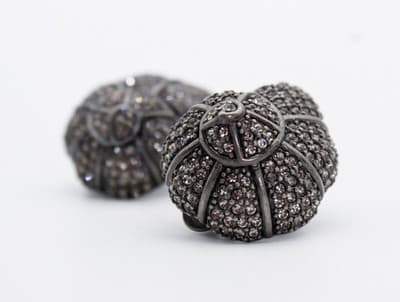 Designer HUTTON WILKINSON Pave Rhinestone Snail Shell Clip On Earrings Vintage - Thumbnail 7