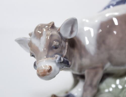 ROYAL COPENHAGEN Denmark 772 Vintage Boy And Cow Porcelain Figurine - Thumbnail 5