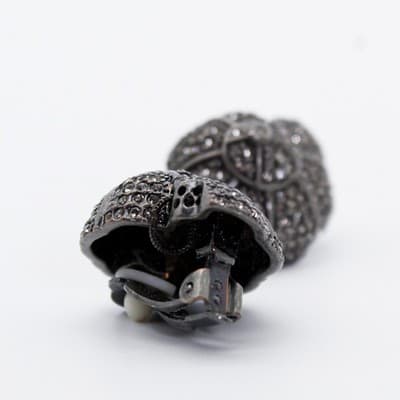 Designer HUTTON WILKINSON Pave Rhinestone Snail Shell Clip On Earrings Vintage - Thumbnail 6