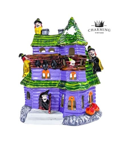 Vintage Christopher Radko Witch Manor Holiday Lighted Halloween Lantern w/ Box - Image 1