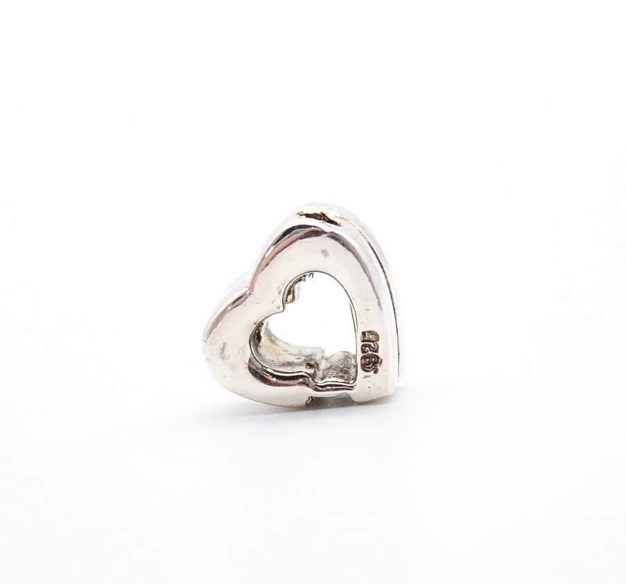 Vintage Sterling Silver 925 Crystal CZ Heart Charm Slide Pendant - Thumbnail 4