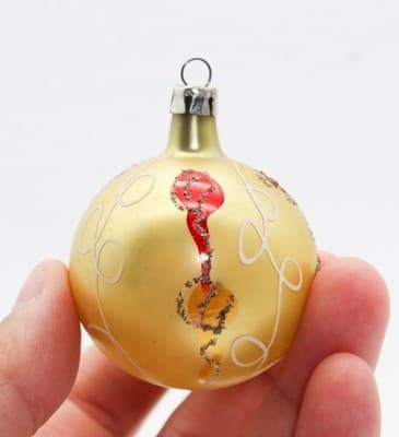 Vintage Poland Fantasia Hand Painted Mica Glass Christmas Ornament - Thumbnail 2