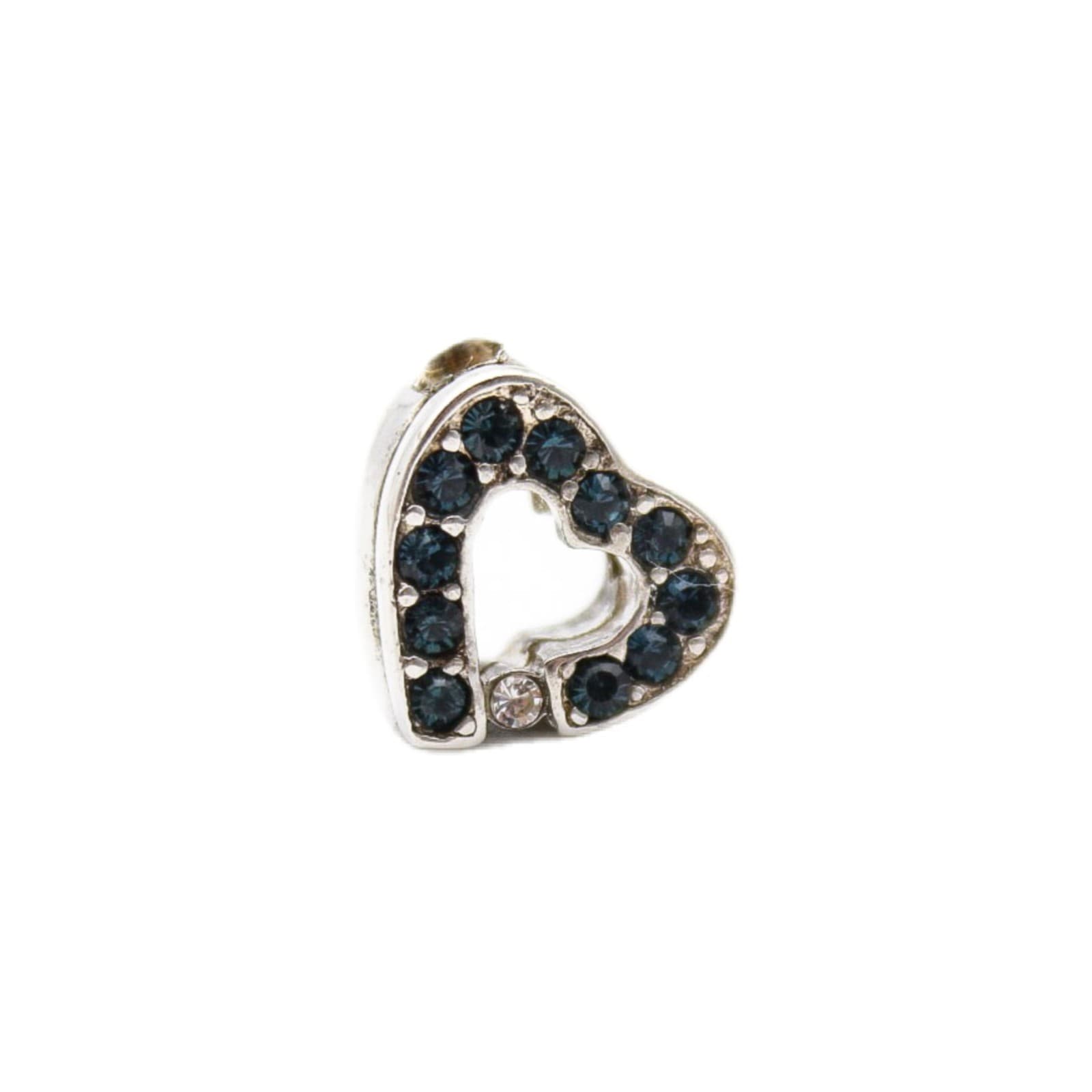 Vintage Sterling Silver 925 Blue Shapphire Heart Charm Slide Pendant - Image 1