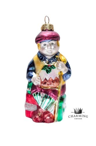Vtg Dept. 56 Tiny Tim Christmas Carol Dickens Blonde Hair Glass Ornament - Image 1