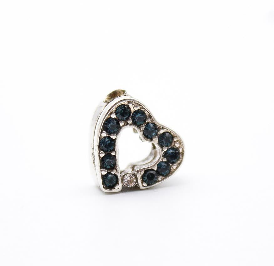 Vintage Sterling Silver 925 Blue Shapphire Heart Charm Slide Pendant - Thumbnail 9