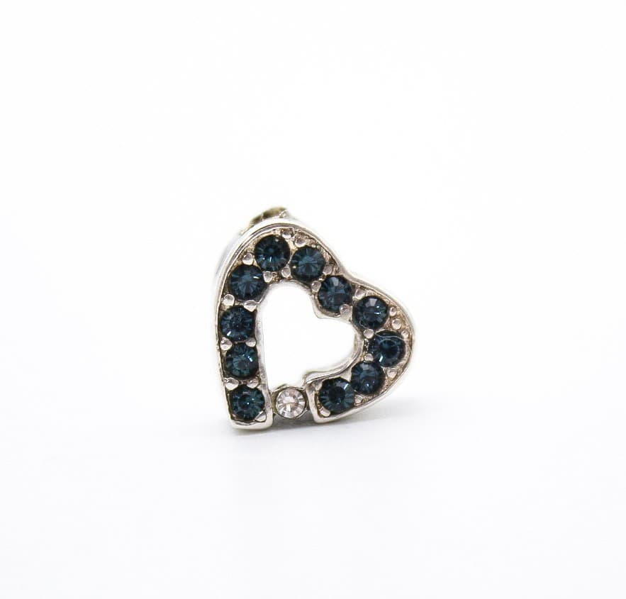 Vintage Sterling Silver 925 Blue Shapphire Heart Charm Slide Pendant - Thumbnail 3