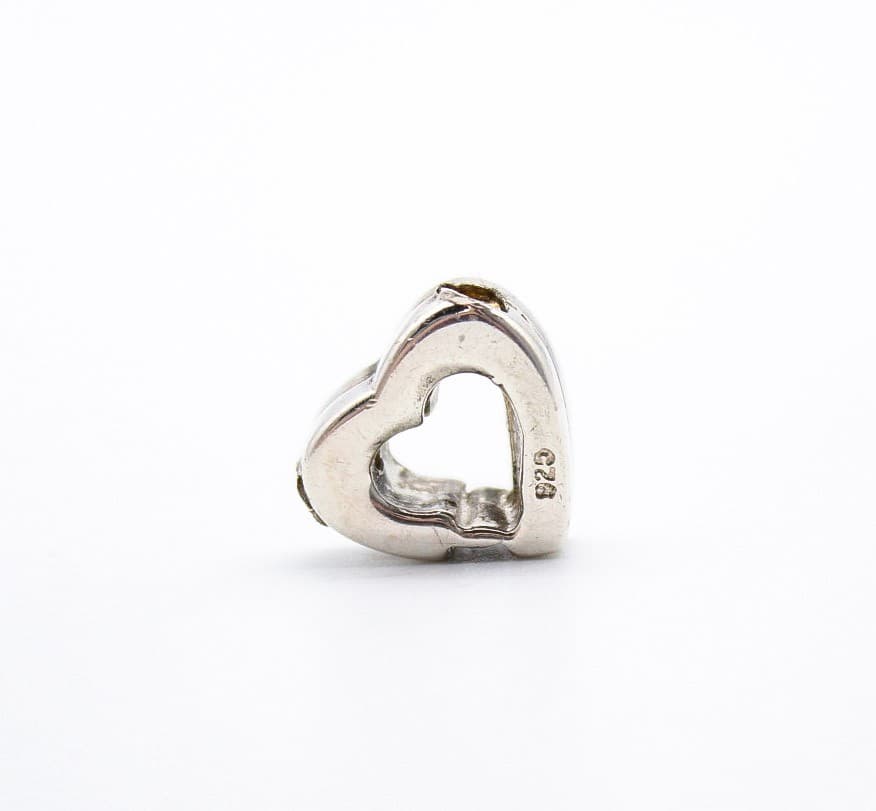 Vintage Sterling Silver 925 Blue Shapphire Heart Charm Slide Pendant - Thumbnail 4