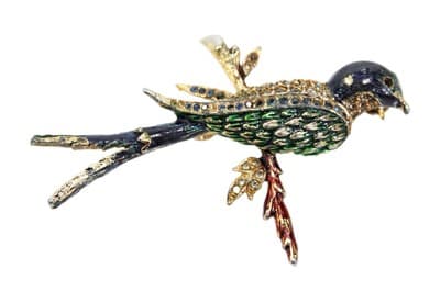 Vintage SPHINX Bird Multicolor Enamel Pave Rhinestone Pin Brooch - Image 1