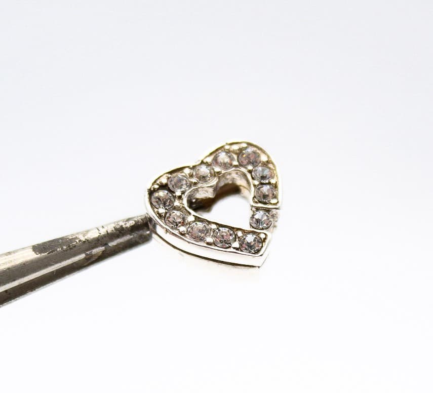 Vintage Sterling Silver 925 Crystal CZ Heart Charm Slide Pendant - Thumbnail 6