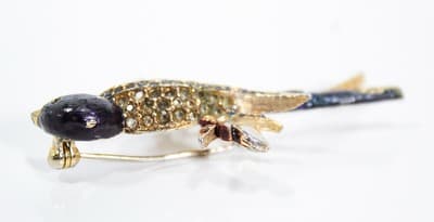 Vintage SPHINX Bird Multicolor Enamel Pave Rhinestone Pin Brooch - Thumbnail 5