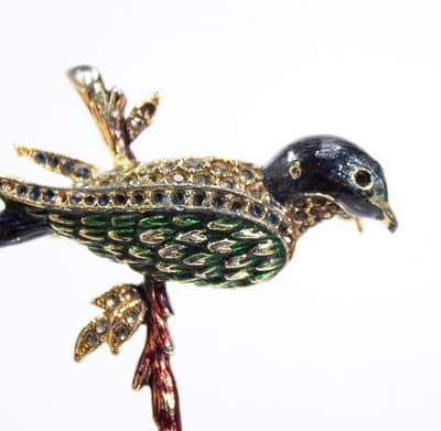Vintage SPHINX Bird Multicolor Enamel Pave Rhinestone Pin Brooch - Thumbnail 3
