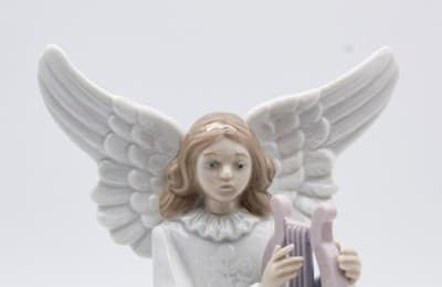 Lladro Heavenly Harpist Handmade In Spain Angel Daisa Porcelain Figurine In Box - Thumbnail 3