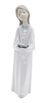 Lladro Made In Spain Vintage Girl With Candle Glazed Porcelain Retired Figurine - Image 1