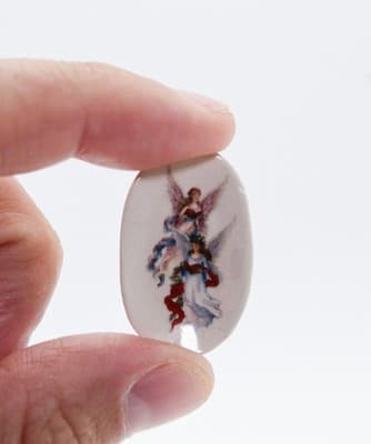 Vintage Dollhouse Miniature Caroler Angels Porcelain Oval Christmas Tray 1:12 - Thumbnail 2
