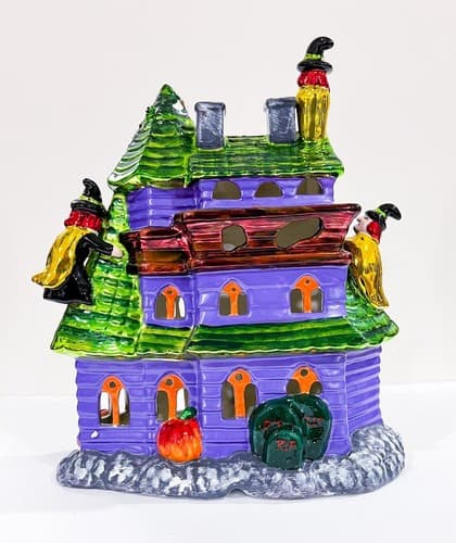 Vintage Christopher Radko Witch Manor Holiday Lighted Halloween Lantern w/ Box - Thumbnail 4