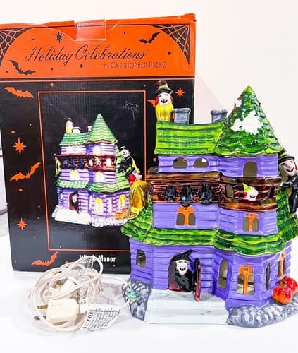 Vintage Christopher Radko Witch Manor Holiday Lighted Halloween Lantern w/ Box - Thumbnail 10