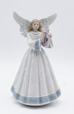 Lladro Heavenly Harpist Handmade In Spain Angel Daisa Porcelain Figurine In Box - Thumbnail 5