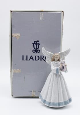 Lladro Heavenly Harpist Handmade In Spain Angel Daisa Porcelain Figurine In Box - Thumbnail 2