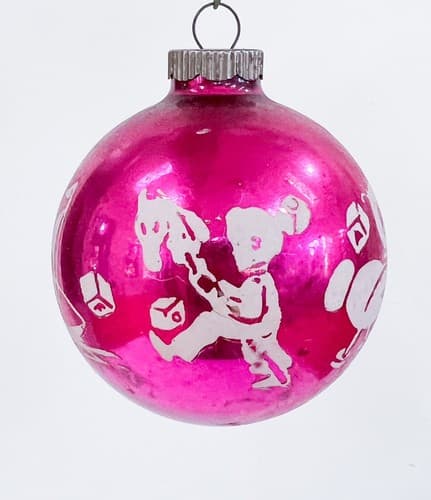 Vintage Mercury Glass Shiny Brite Pink Nursery Rhyme Christmas Ornament - Thumbnail 4