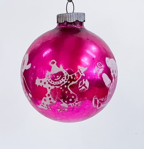 Vintage Mercury Glass Shiny Brite Pink Nursery Rhyme Christmas Ornament - Thumbnail 3