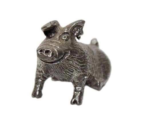 YORKSHIRE DESIGN INC Vintage Silver Miniature Pewter Pig Figurine 1980 - Image 1