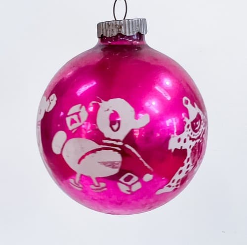 Vintage Mercury Glass Shiny Brite Pink Nursery Rhyme Christmas Ornament - Thumbnail 5
