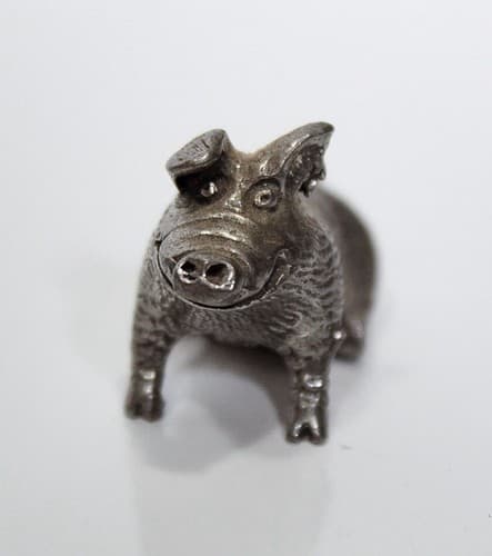 YORKSHIRE DESIGN INC Vintage Silver Miniature Pewter Pig Figurine 1980 - Thumbnail 3