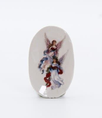 Vintage Dollhouse Miniature Caroler Angels Porcelain Oval Christmas Tray 1:12 - Thumbnail 4