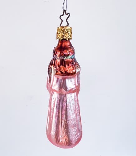 Vintage Inge Glas Germany Pink Praying Angel Blown Glass Christmas Ornament - Thumbnail 4